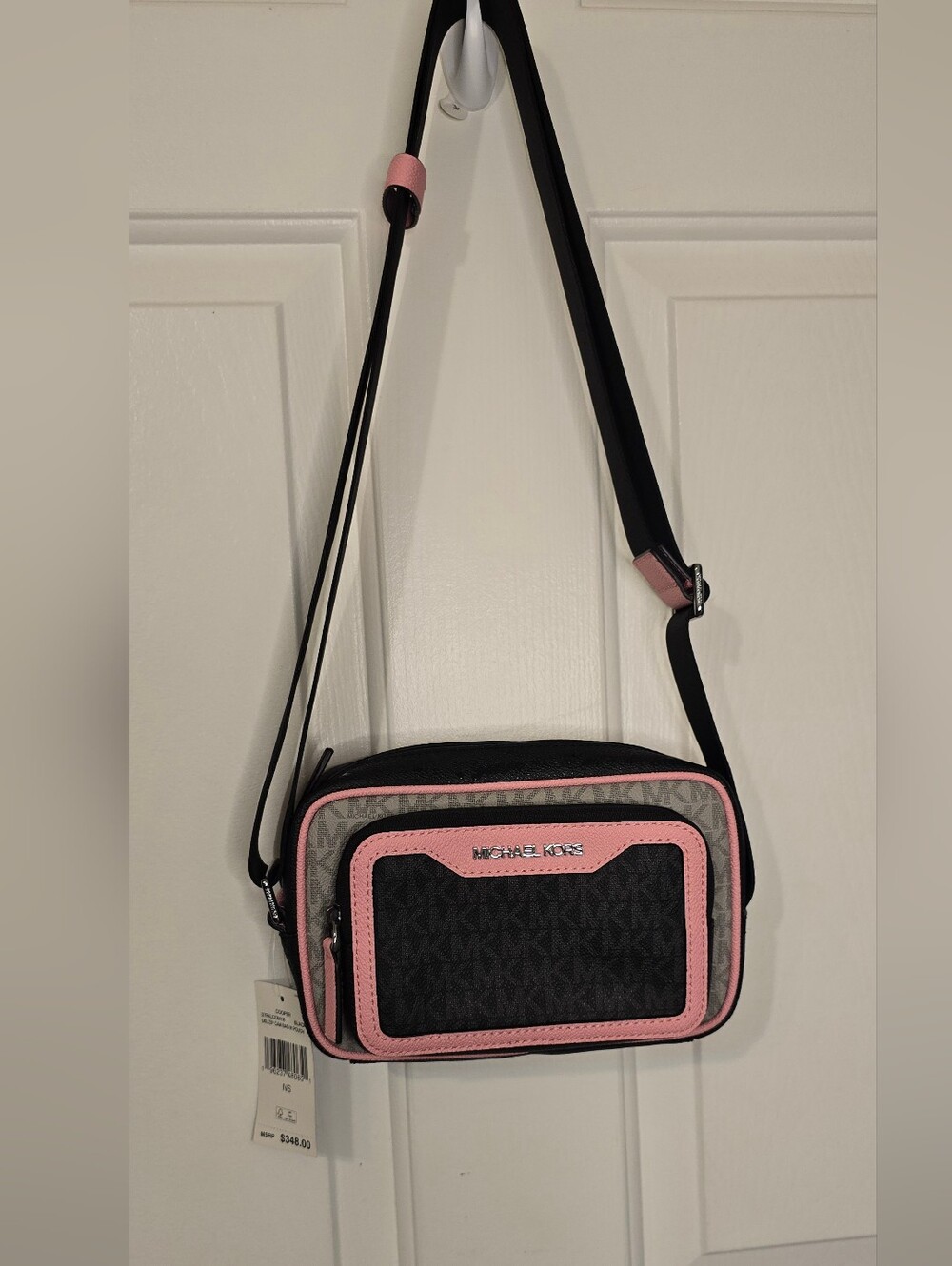 Michael Kors Cooper Signature Logo Crossbody Bag black and pink NWT